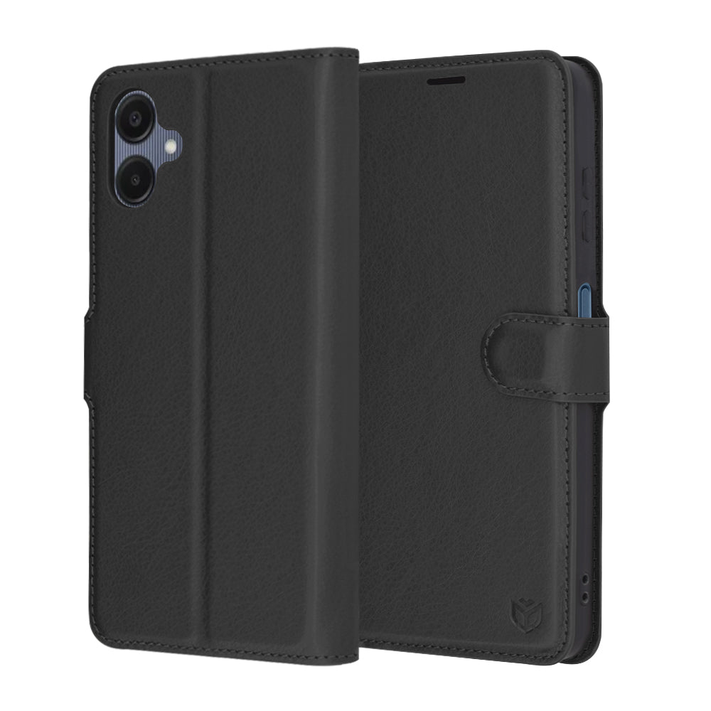 Ovitek za Samsung Galaxy A06 A065, Techsuit, usnjeni folio, črn