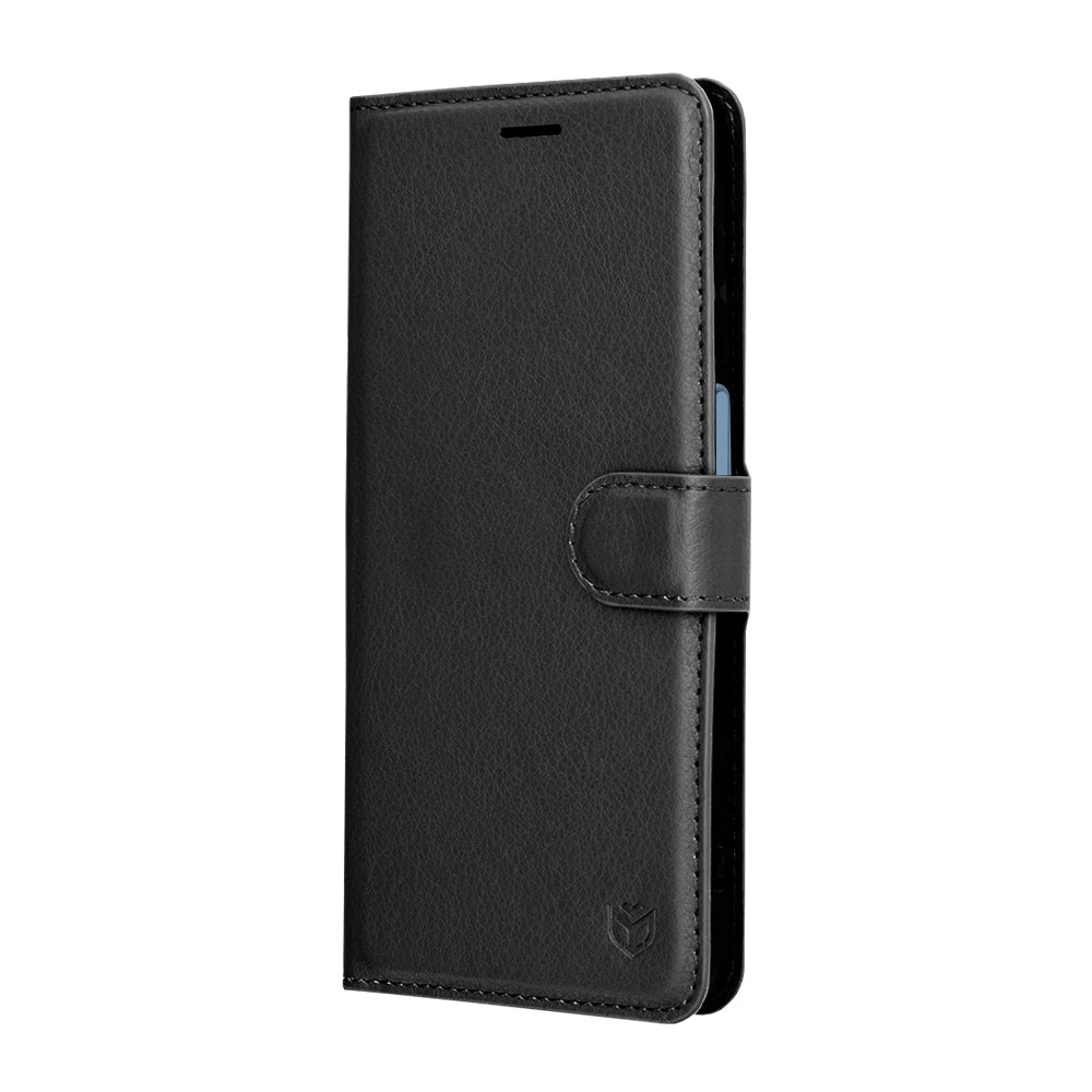 Ovitek za Samsung Galaxy A17 4G / A17 5G, Techsuit, usnjen folio, črn