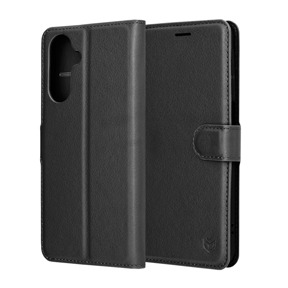 Ovitek za Samsung Galaxy A17 4G / A17 5G, Techsuit, usnjen folio, črn