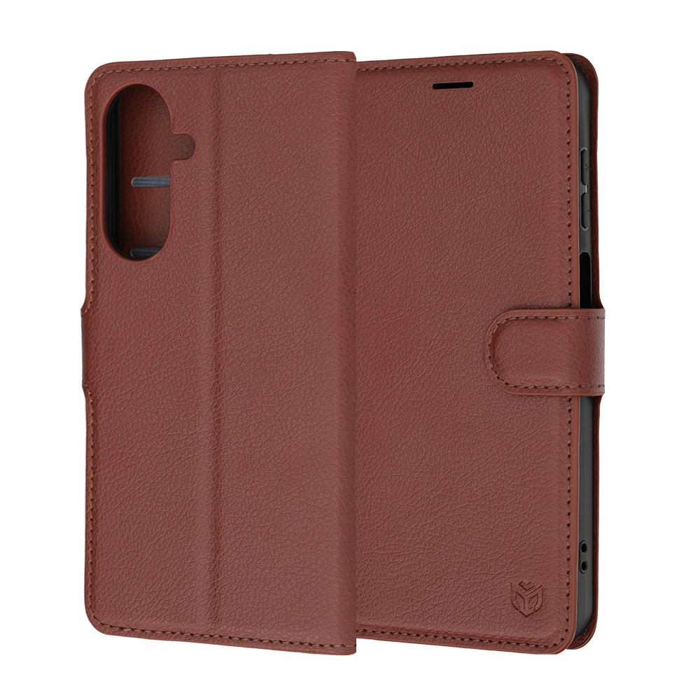 Ovitek za Samsung Galaxy A27 5G, Techsuit, usnjeni folio, rjav