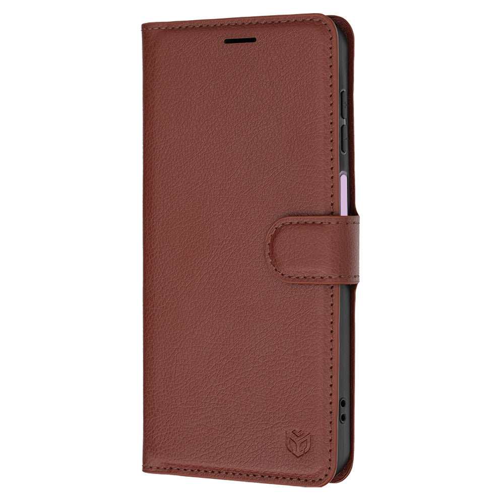 Ovitek za Samsung Galaxy A27 5G, Techsuit, usnjeni folio, rjav