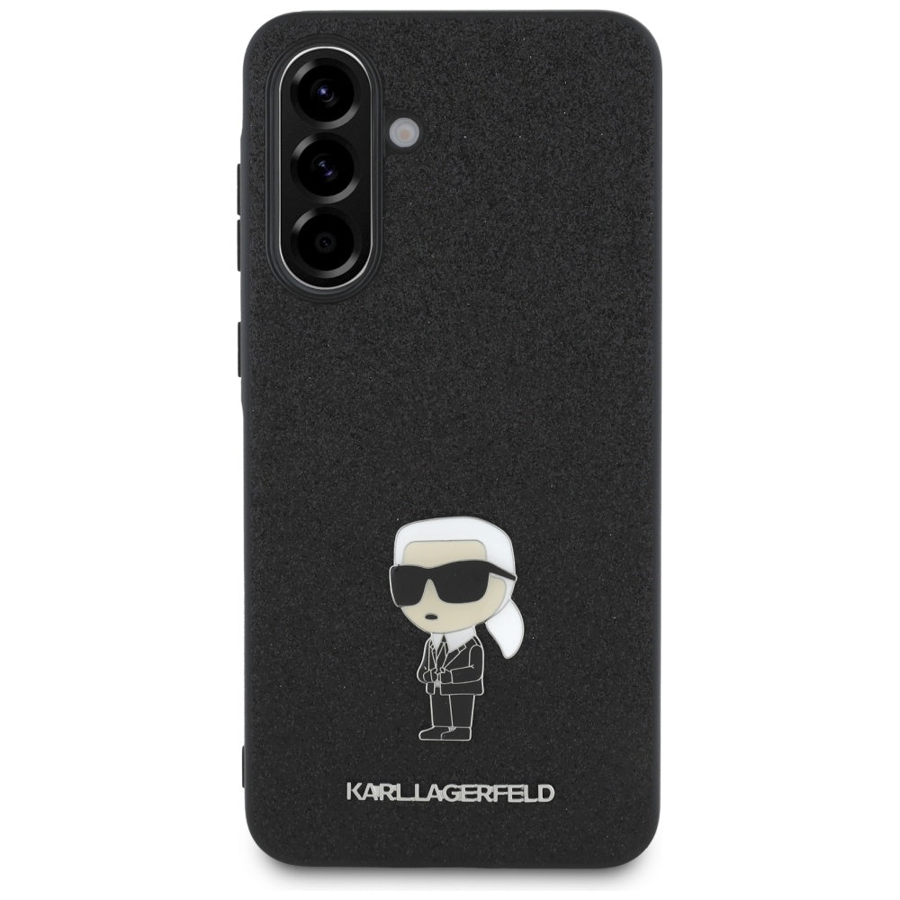 Ovitek za Samsung Galaxy A36 A366, Karl Lagerfeld, Glitter Fixed Ikonik Karl, črn