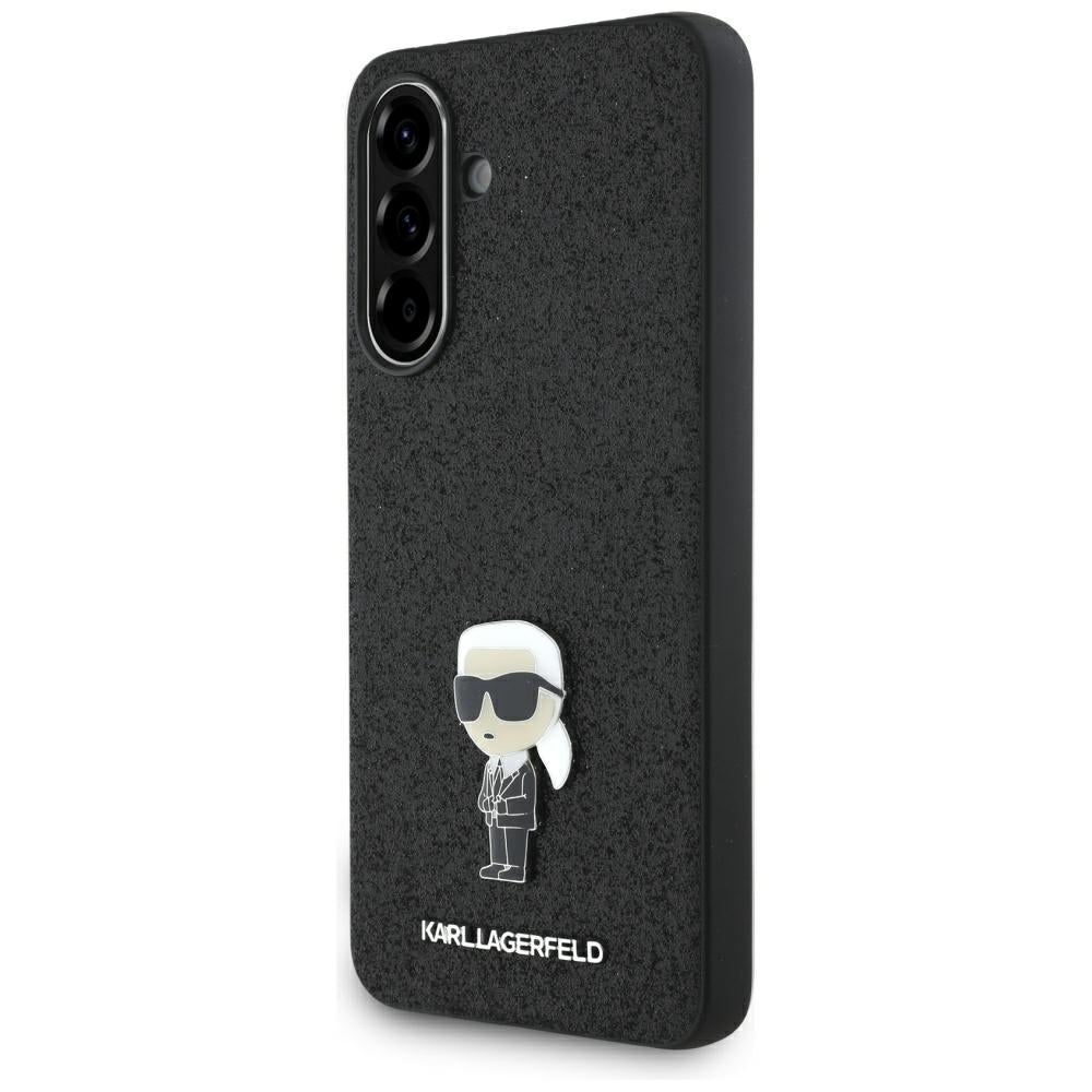 Ovitek za Samsung Galaxy A36 A366, Karl Lagerfeld, Glitter Fixed Ikonik Karl, črn