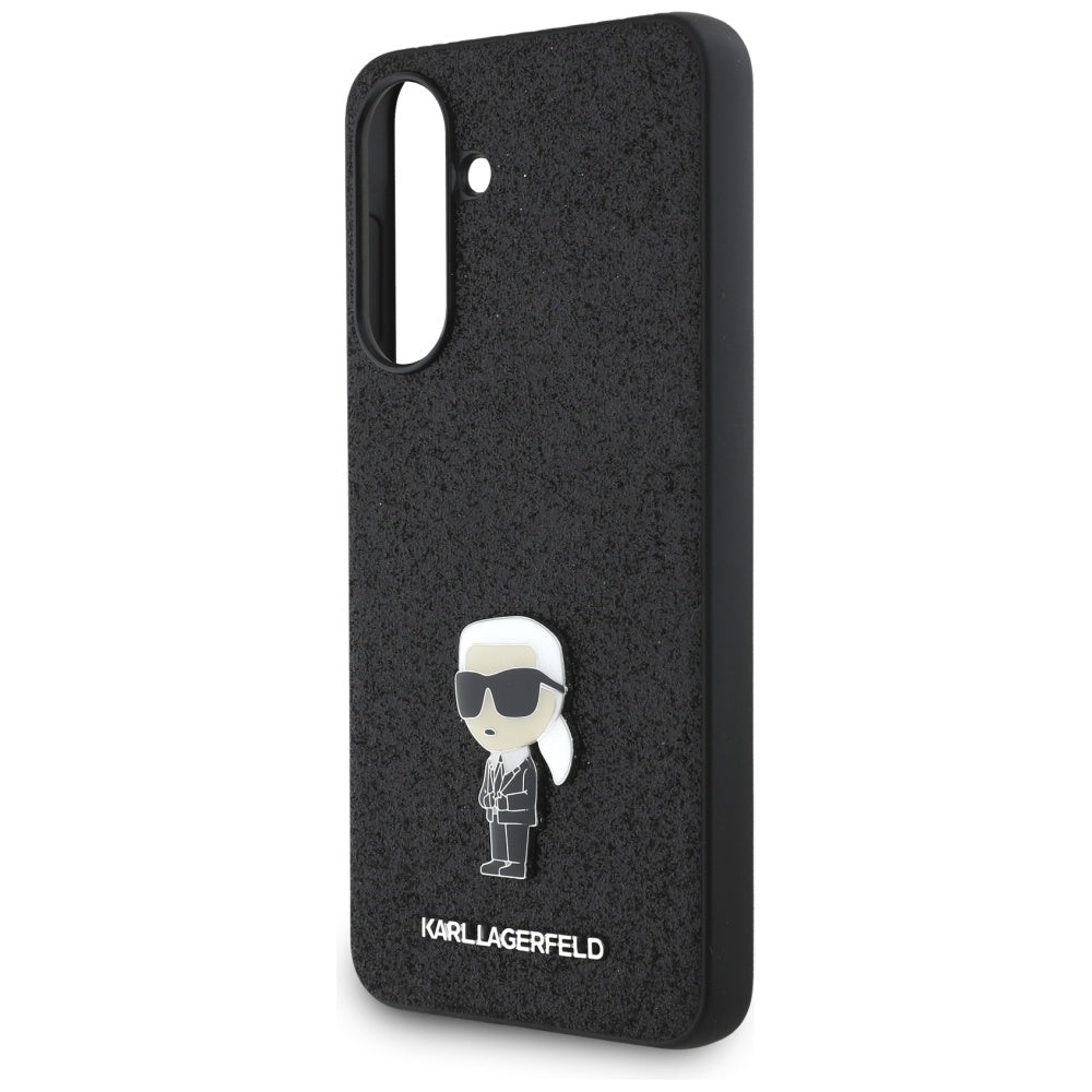 Ovitek za Samsung Galaxy A36 A366, Karl Lagerfeld, Glitter Fixed Ikonik Karl, črn