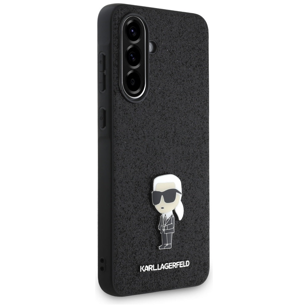 Ovitek za Samsung Galaxy A36 A366, Karl Lagerfeld, Glitter Fixed Ikonik Karl, črn