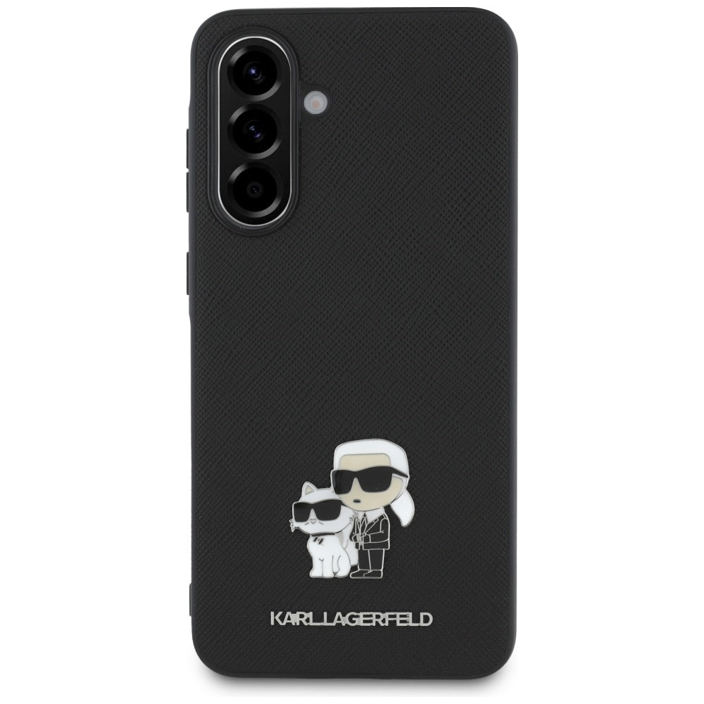 Ovitek za Samsung Galaxy A36 A366, Karl Lagerfeld, Saffiano Karl & Choupette Metal, črn