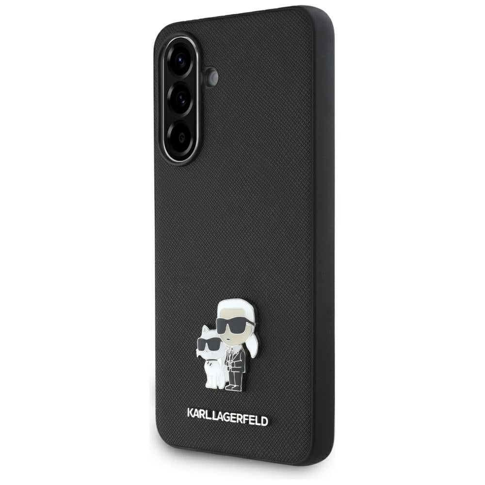 Ovitek za Samsung Galaxy A36 A366, Karl Lagerfeld, Saffiano Karl & Choupette Metal, črn