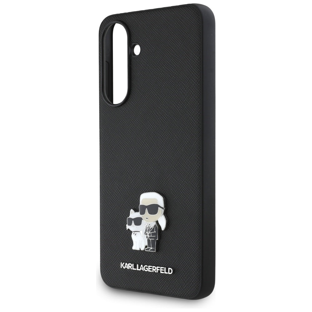 Ovitek za Samsung Galaxy A36 A366, Karl Lagerfeld, Saffiano Karl & Choupette Metal, črn