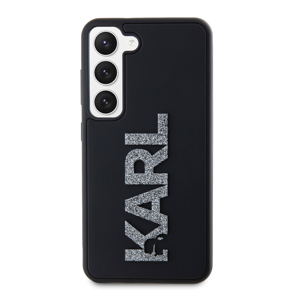 Ovitek za Samsung Galaxy S23 S911, Karl Lagerfeld, 3D Rubber Glitter Logo, črn