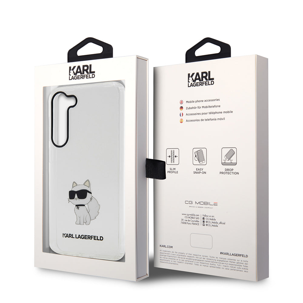 Ovitek za Samsung Galaxy S23 S911, Karl Lagerfeld, Ikonik Choupette, Prozoren
