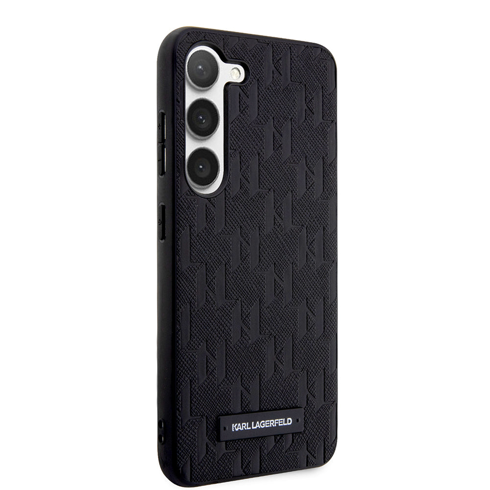Ovitek za Samsung Galaxy S23 S911, Karl Lagerfeld, Saffiano Monogram Metal Logo, črn