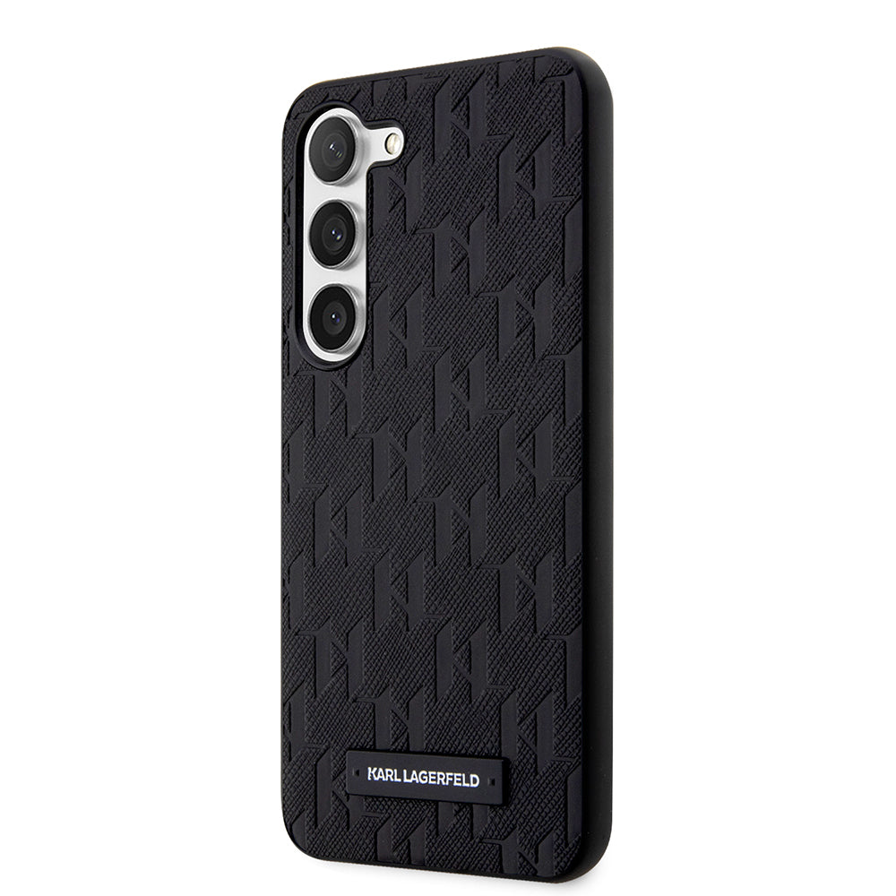 Ovitek za Samsung Galaxy S23 S911, Karl Lagerfeld, Saffiano Monogram Metal Logo, črn