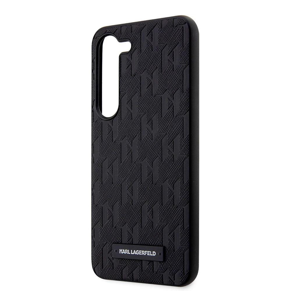Ovitek za Samsung Galaxy S23 S911, Karl Lagerfeld, Saffiano Monogram Metal Logo, črn