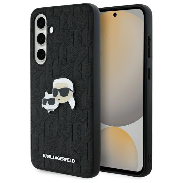 Ovitek za Samsung Galaxy S24 FE S721, Karl Lagerfeld, Monogram Karl & Choupette's Heads, Črna