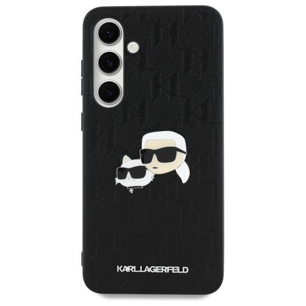 Ovitek za Samsung Galaxy S24 FE S721, Karl Lagerfeld, Monogram Karl & Choupette's Heads, Črna