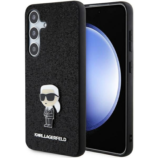 Ovitek za Samsung Galaxy S24+ S926, Karl Lagerfeld, Glitter Ikonik Karl Logo, črn