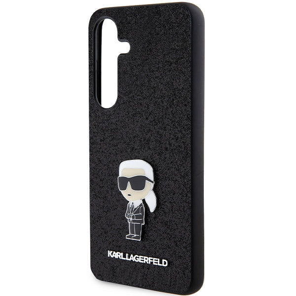 Ovitek za Samsung Galaxy S24+ S926, Karl Lagerfeld, Glitter Ikonik Karl Logo, črn