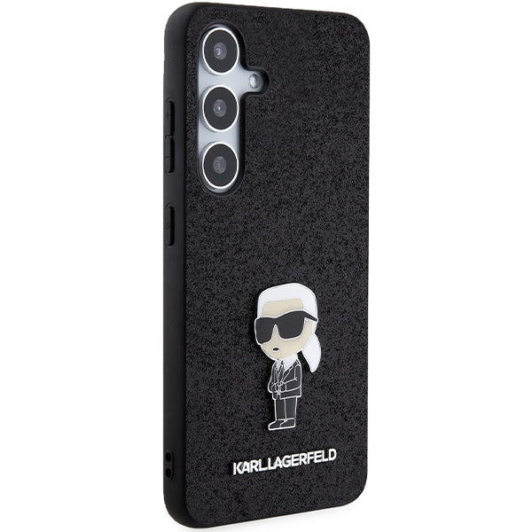 Ovitek za Samsung Galaxy S24+ S926, Karl Lagerfeld, Glitter Ikonik Karl Logo, črn