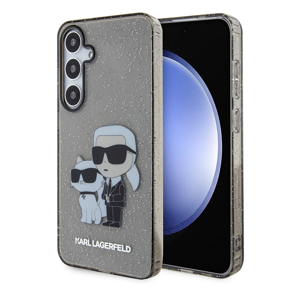 Ovitek za Samsung Galaxy S24+ S926, Karl Lagerfeld, Bleščeči Karl & Choupette, Črno prozoren