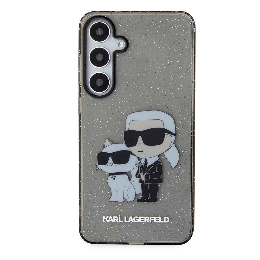 Ovitek za Samsung Galaxy S24+ S926, Karl Lagerfeld, Bleščeči Karl & Choupette, Črno prozoren