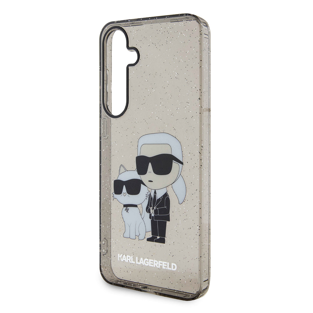 Ovitek za Samsung Galaxy S24+ S926, Karl Lagerfeld, Bleščeči Karl & Choupette, Črno prozoren