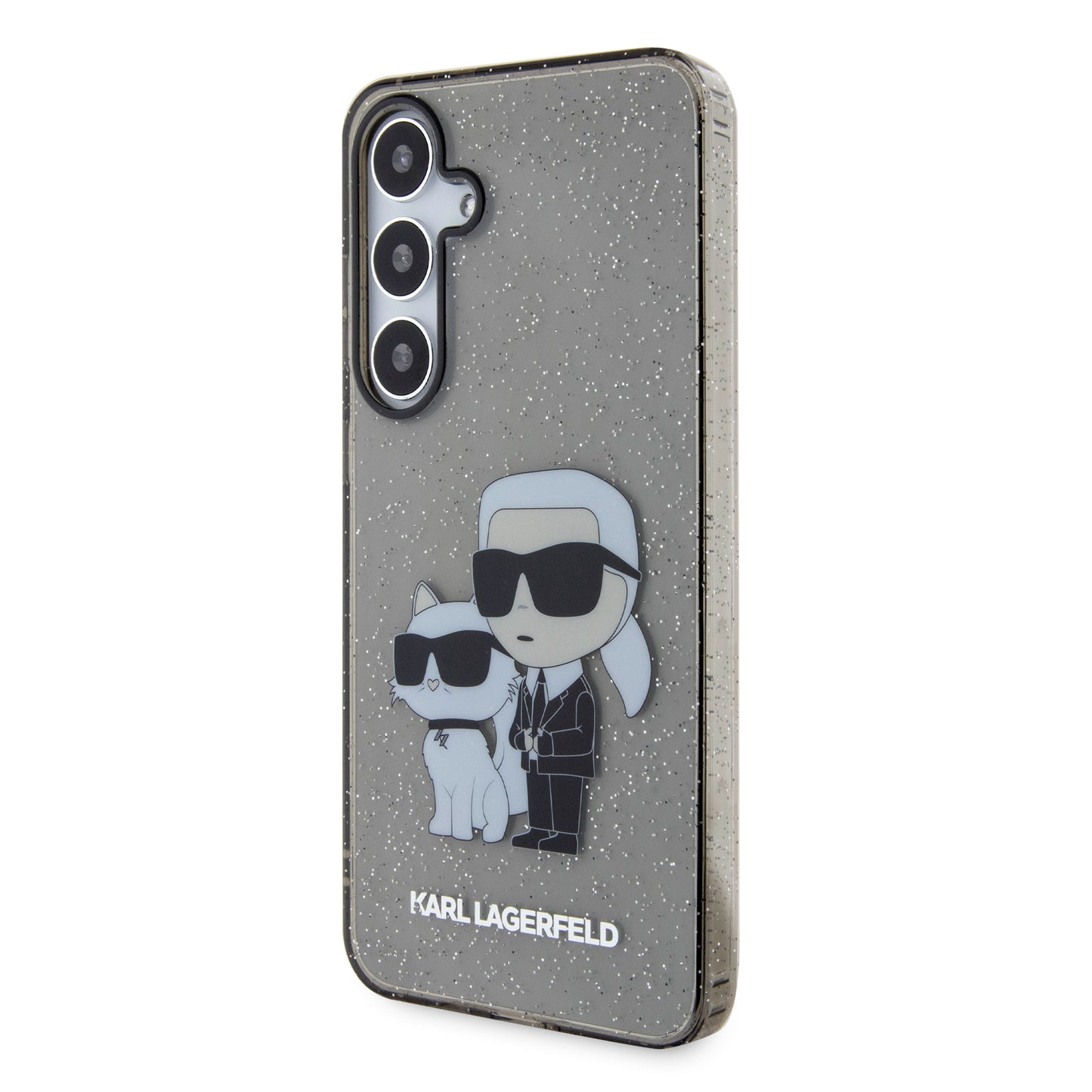 Ovitek za Samsung Galaxy S24+ S926, Karl Lagerfeld, Bleščeči Karl & Choupette, Črno prozoren