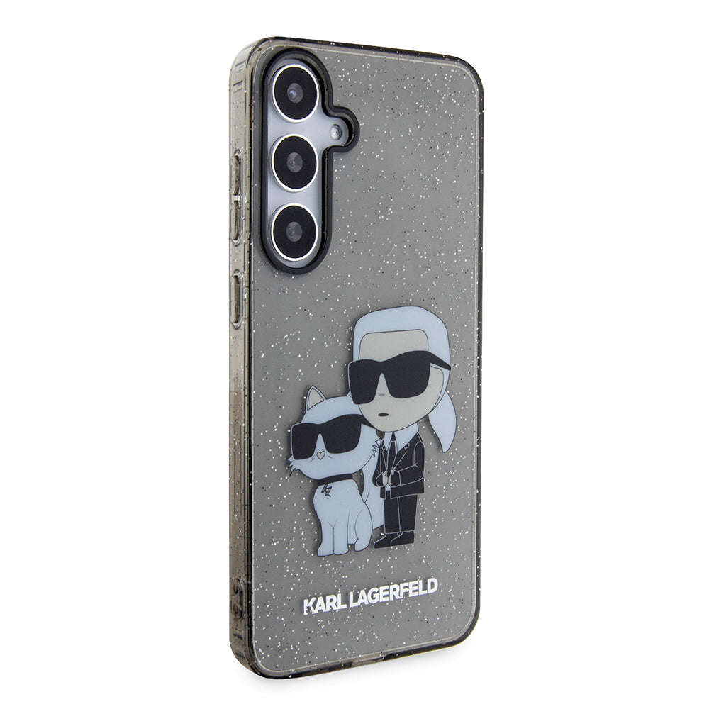 Ovitek za Samsung Galaxy S24+ S926, Karl Lagerfeld, Bleščeči Karl & Choupette, Črno prozoren