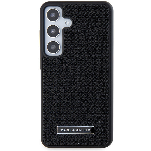 Ovitek za Samsung Galaxy S24+ S926, Karl Lagerfeld, Rhinestone Metal Plate, črn