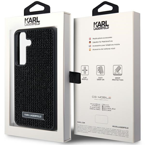 Ovitek za Samsung Galaxy S24+ S926, Karl Lagerfeld, Rhinestone Metal Plate, črn