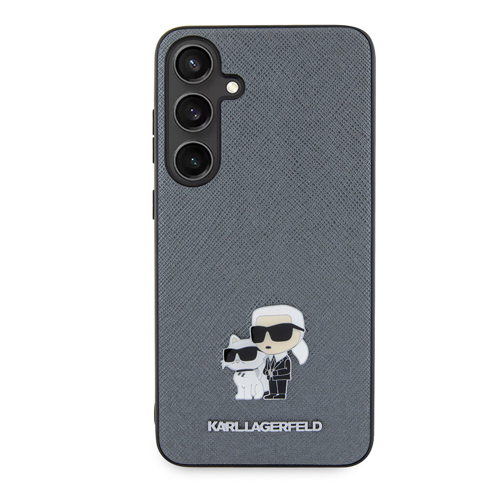 Ovitek za Samsung Galaxy S24+ S926, Karl Lagerfeld, Saffiano Karl & Choupette Metal, Siv