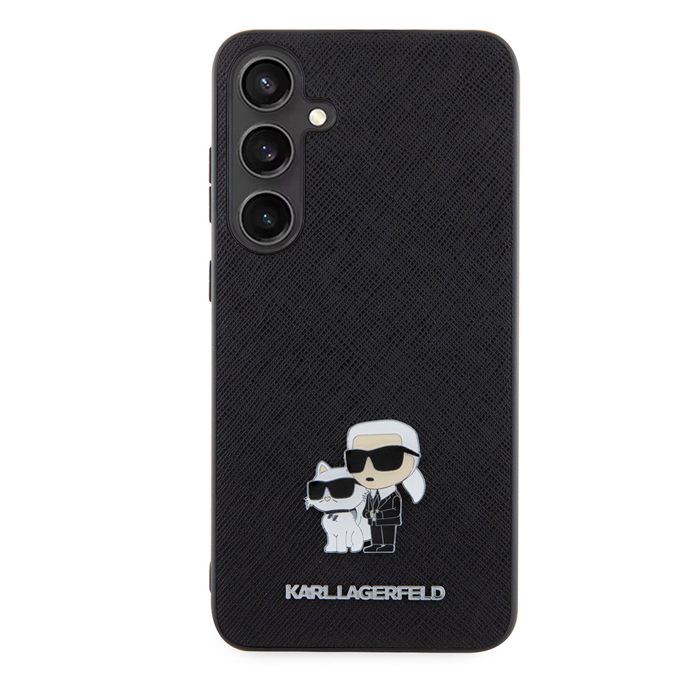 Ovitek za Samsung Galaxy S24+ S926, Karl Lagerfeld, Saffiano Karl & Choupette Metal, črn