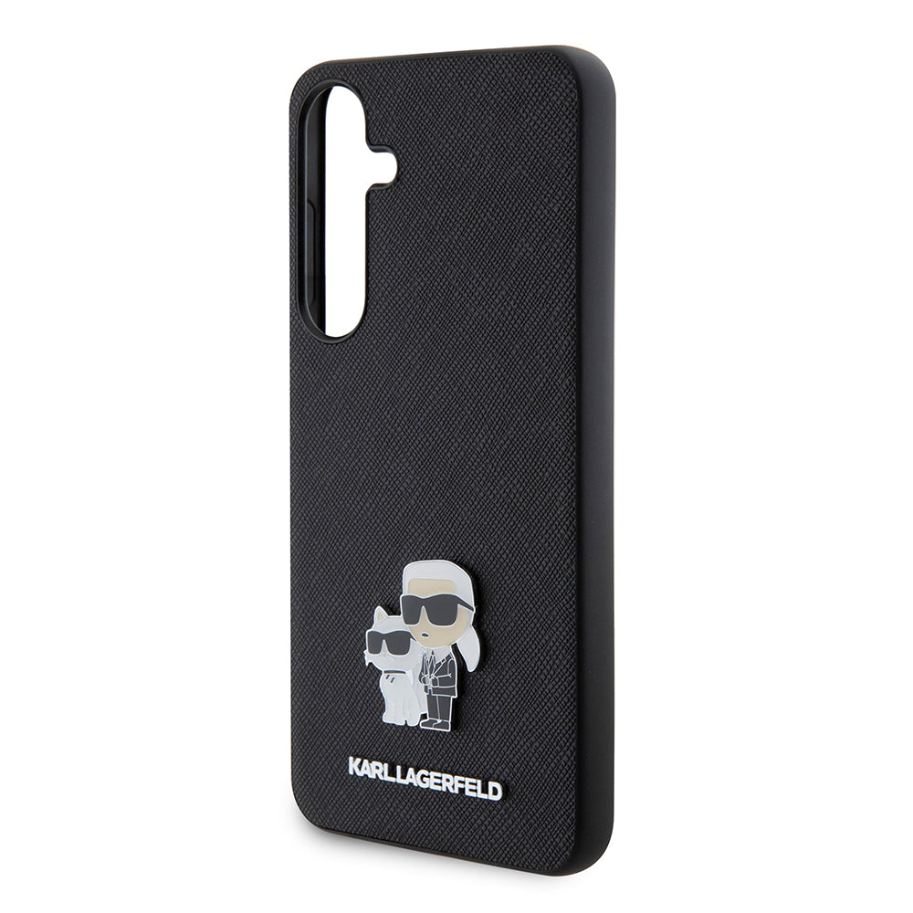 Ovitek za Samsung Galaxy S24+ S926, Karl Lagerfeld, Saffiano Karl & Choupette Metal, črn