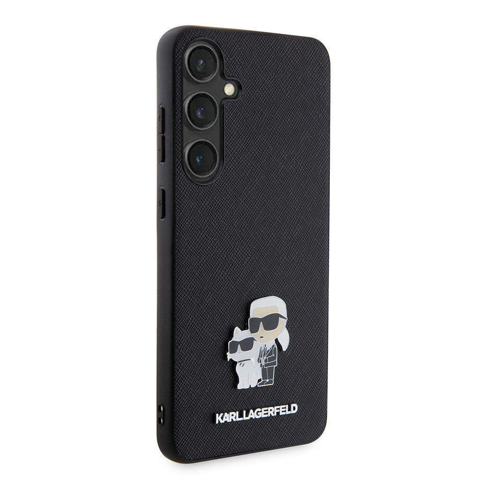 Ovitek za Samsung Galaxy S24+ S926, Karl Lagerfeld, Saffiano Karl & Choupette Metal, črn