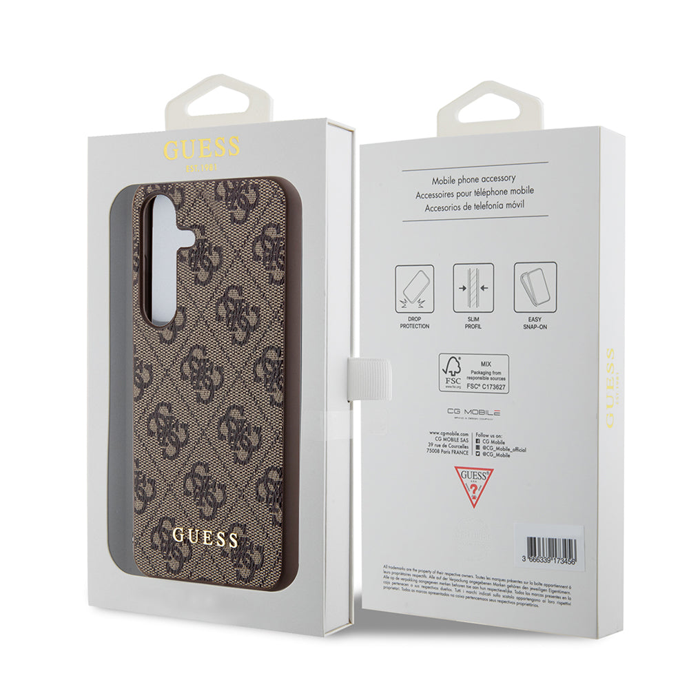 Ovitek za Samsung Galaxy S24 S921, Guess, 4G Metal Gold Logo, rjava