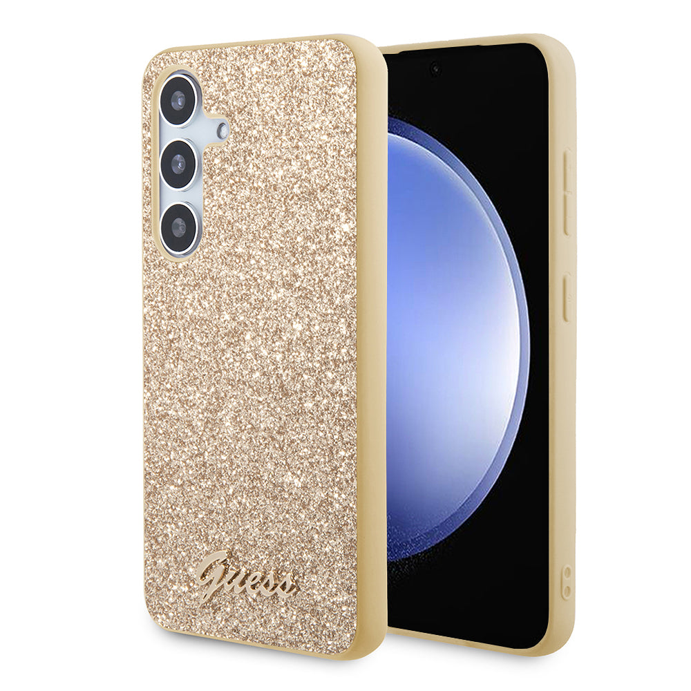 Ovitek za Samsung Galaxy S24 S921, Guess, Glitter Script, Zlat