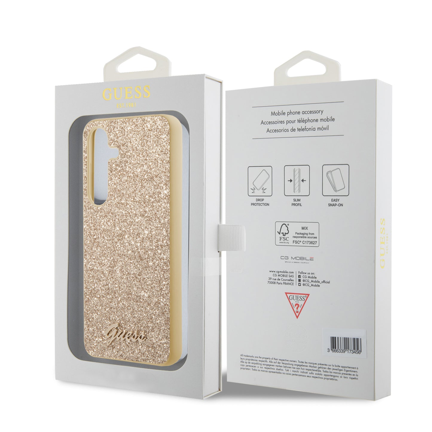 Ovitek za Samsung Galaxy S24 S921, Guess, Glitter Script, Zlat