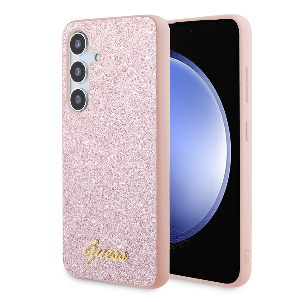 Ovitek za Samsung Galaxy S24 S921, Guess, Glitter Script, Roza
