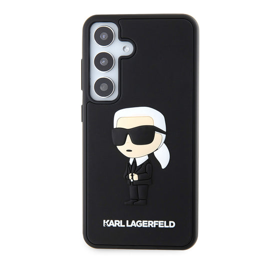 Ovitek za Samsung Galaxy S24 S921, Karl Lagerfeld, 3D Rubber Ikonik Karl, črn