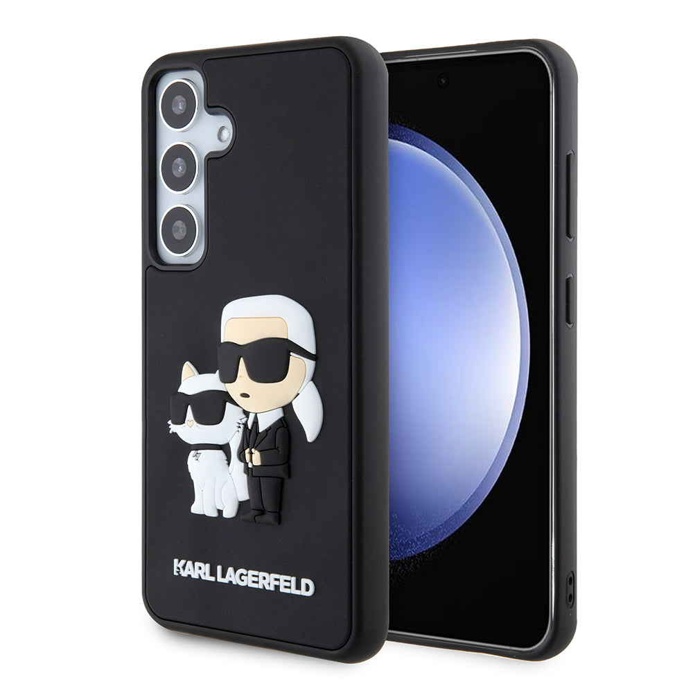 Ovitek za Samsung Galaxy S24 S921, Karl Lagerfeld, 3D Rubber Karl & Choupette, črn