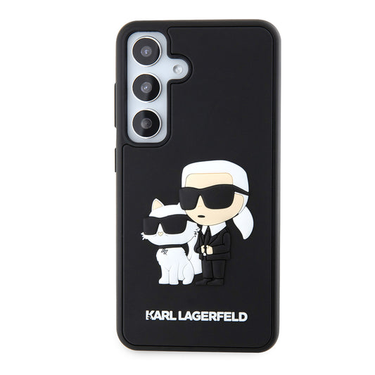 Ovitek za Samsung Galaxy S24 S921, Karl Lagerfeld, 3D Rubber Karl & Choupette, črn