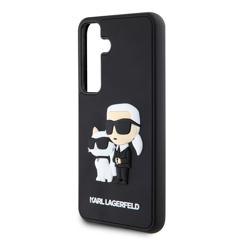 Ovitek za Samsung Galaxy S24 S921, Karl Lagerfeld, 3D Rubber Karl & Choupette, črn