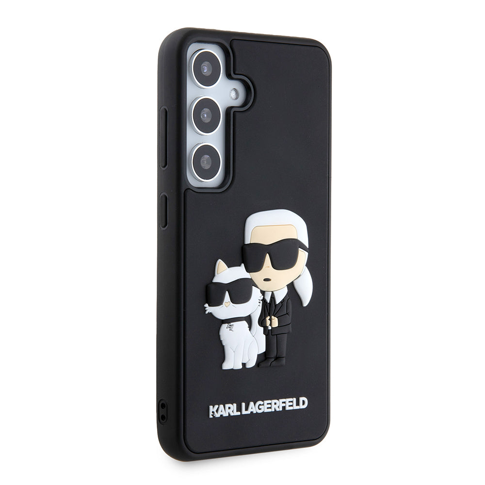 Ovitek za Samsung Galaxy S24 S921, Karl Lagerfeld, 3D Rubber Karl & Choupette, črn