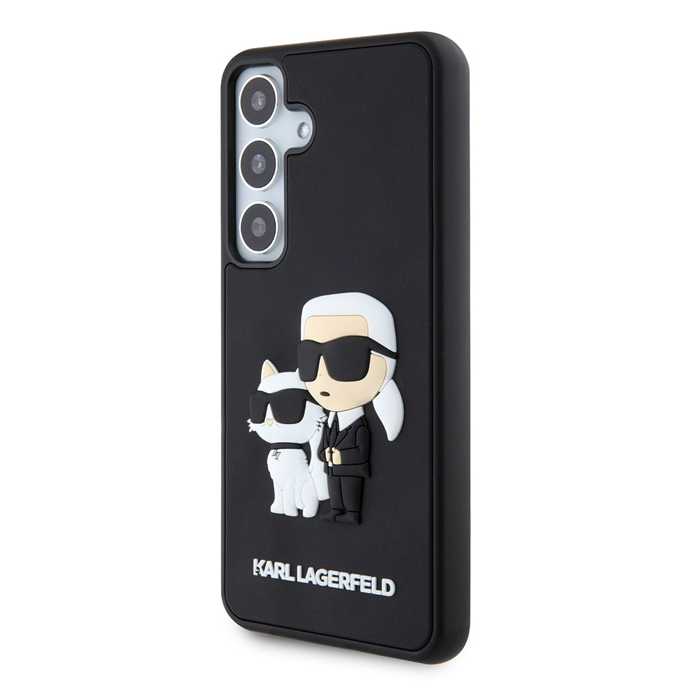 Ovitek za Samsung Galaxy S24 S921, Karl Lagerfeld, 3D Rubber Karl & Choupette, črn