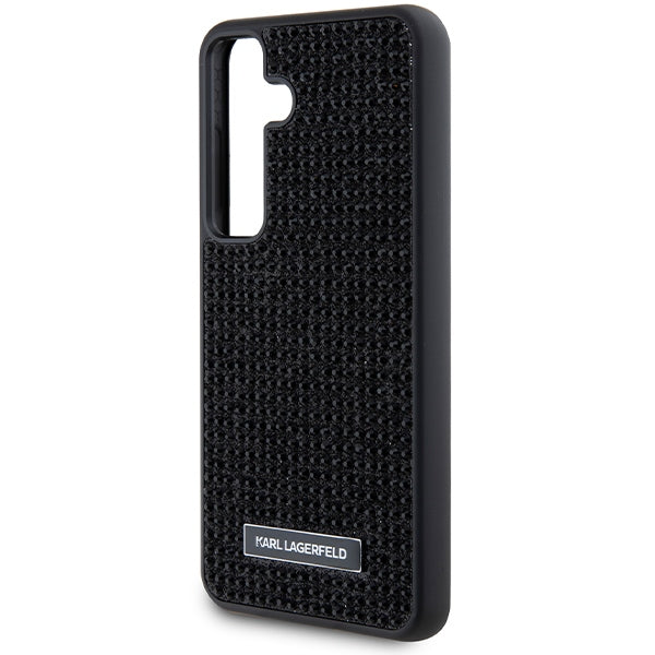 Ovitek za Samsung Galaxy S24 S921, Karl Lagerfeld, Rhinestone Metal Plate, Črna