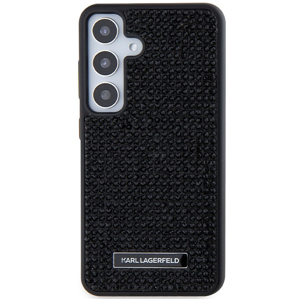 Ovitek za Samsung Galaxy S24 S921, Karl Lagerfeld, Rhinestone Metal Plate, Črna