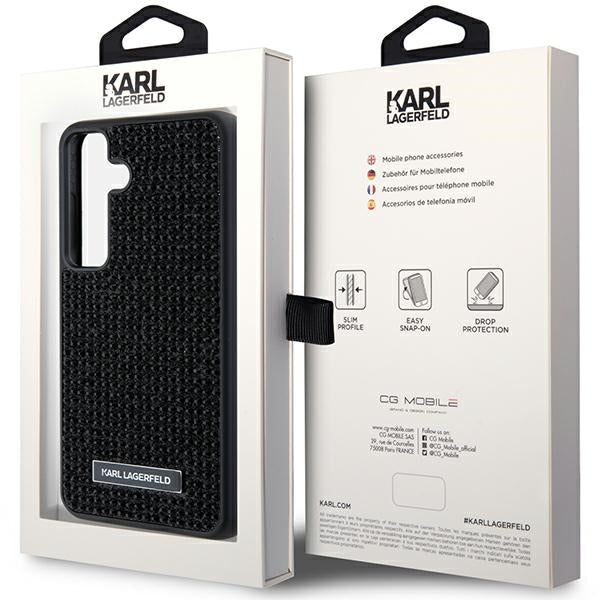 Ovitek za Samsung Galaxy S24 S921, Karl Lagerfeld, Rhinestone Metal Plate, Črna