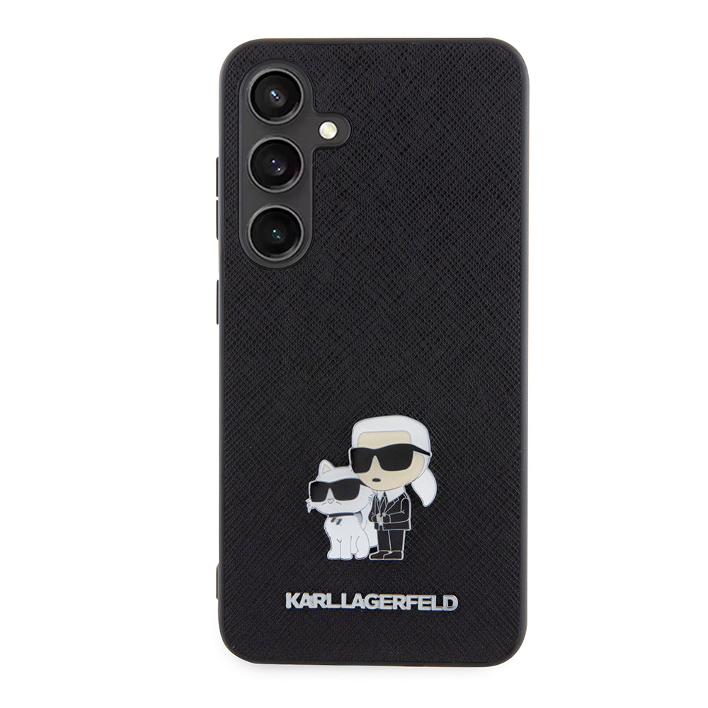Ovitek za Samsung Galaxy S24 S921, Karl Lagerfeld, Saffiano Karl & Choupette Metal, črn