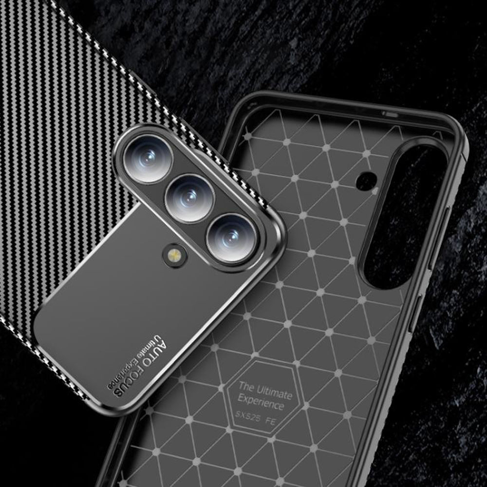 Ovitek za Samsung Galaxy S25 FE, Techsuit, CarbonFiber, Črn