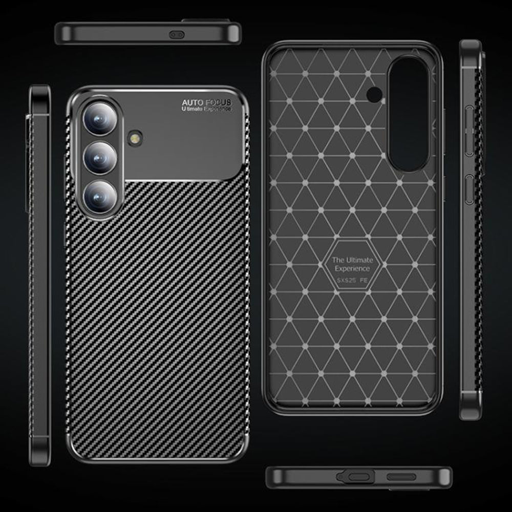 Ovitek za Samsung Galaxy S25 FE, Techsuit, CarbonFiber, Črn