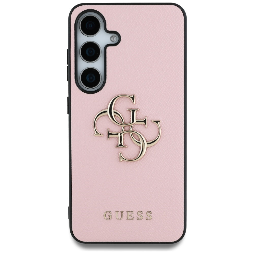 Ovitek za Samsung Galaxy S25+ S936, Guess, 4G Grained Big and Classic Logo, Roza
